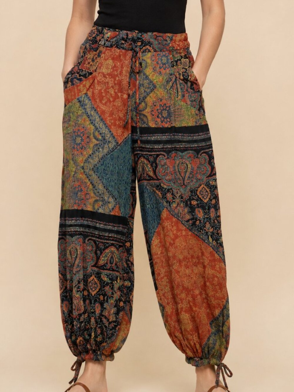 Free People Begonia Balloon Paisley Patchwork Pants XS